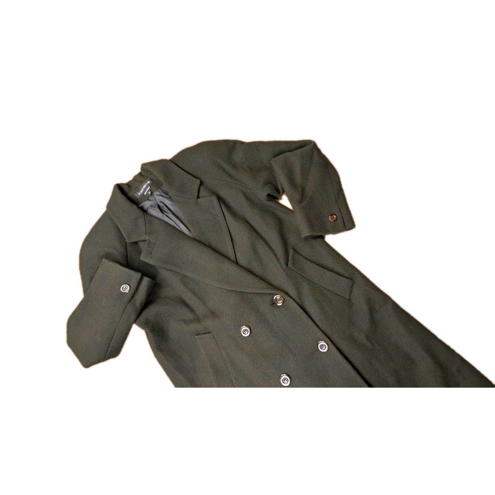 Donny Brook 100% Wool Trenchcoat Trench Coat Size 8 Long Jacket Black Over Coat